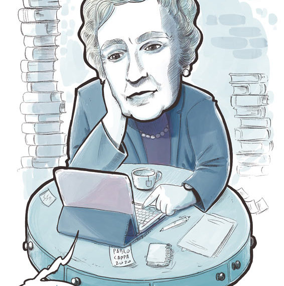 Caricatura de Agatha Christie