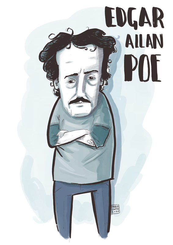 caricatura de Edgar Allan Poe